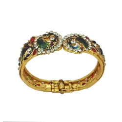 B0032-Red & Green kundan with Meenakari Work kada